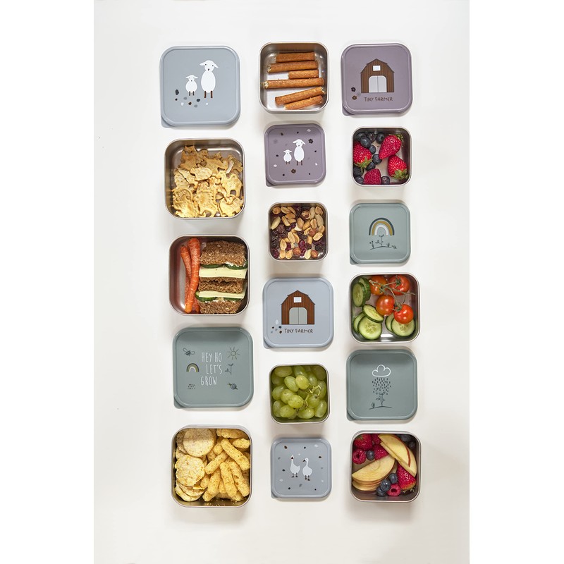 LÄSSIG Snack Box Set of 3 Stainless Steel Tiny Farmer