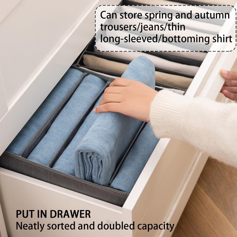 BDSHUNBF 2 Pack Clothes Drawer Organisers, with Hanger Hook, 7