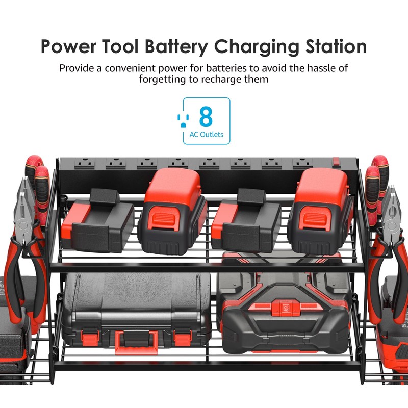 CCCEI Garage Tools Storage with Charging Station. Power Tool Battery