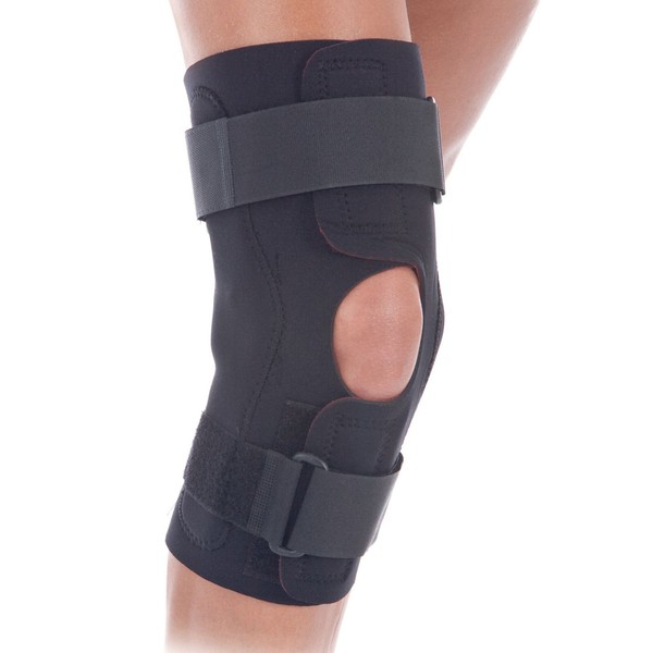 RolyanFit Wraparound Hinged Knee Brace, Comfort Wrap Knee Support & Stabilizer for Right or Left Leg, Supports Knee Joints & Muscles for Sports Wear, Low Profile Hinges & Secure Straps, Medium