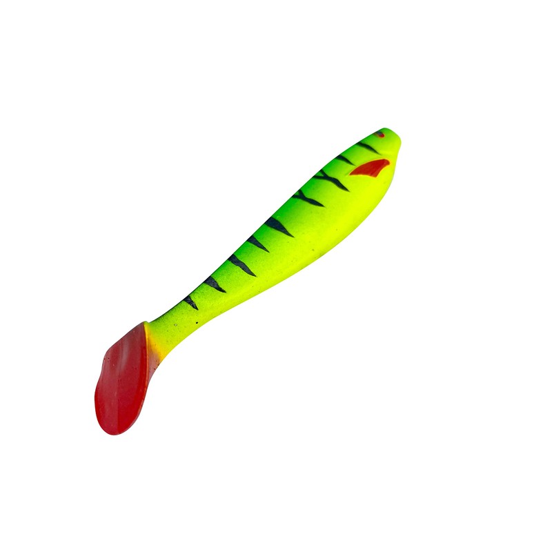 PetrisCatch Firetiger Yellow Rubber Fish Set + 4 Steel Leaders,