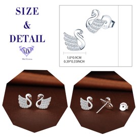 MicVivien Cubic Zirconia Swan Stud Earrings S925 Sterling Silver Earrings for Women Girls