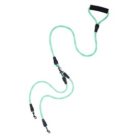 Double Dog Lead Green 2 Medium and Large Dogs with Soft Handle, Nylon Splitter No Tangle Double Ended Lead, Dog Leads for Walking 2 Dogs No Tangle