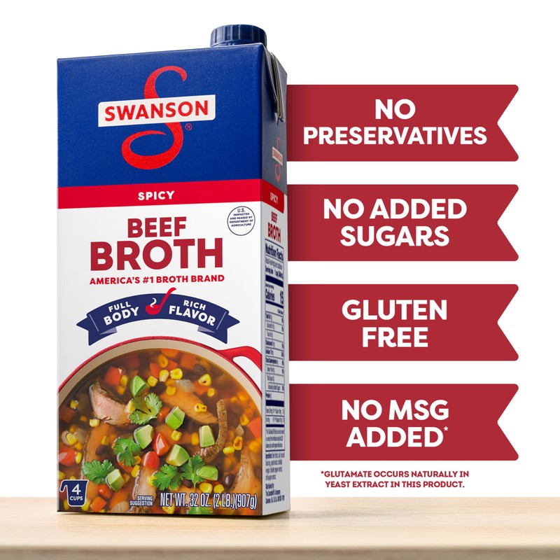 Swanson Spicy Beef Broth, 32 oz Carton