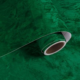 VaryPaper 15.7" x 78.7" Dark Green Crushed Velvet Drawer Liner Self Adhesive Felt Flocking Contact Paper Soft Fabric Felt Jewelry Box Liner Peel and Stick Green Velvet Wallpaper for Bedroom Dollhouse