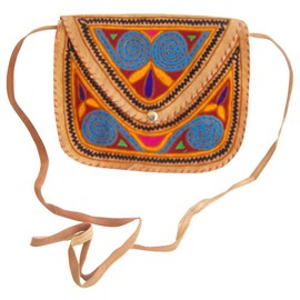 Beautiful Ethnic Handmade Multi Color Embroidered Camel Leather Sling Shoulder Bag