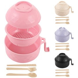 4 Sets Microwave Ramen Cooker Bowl Set, Quick Ramen Cooker with Lid and Handle, 4 Colors 1200 ml Instant Noodles Bowl, Wheat Straw Plastic Dinnerware Set with Chopsticks Fork Spoon for Home Travel