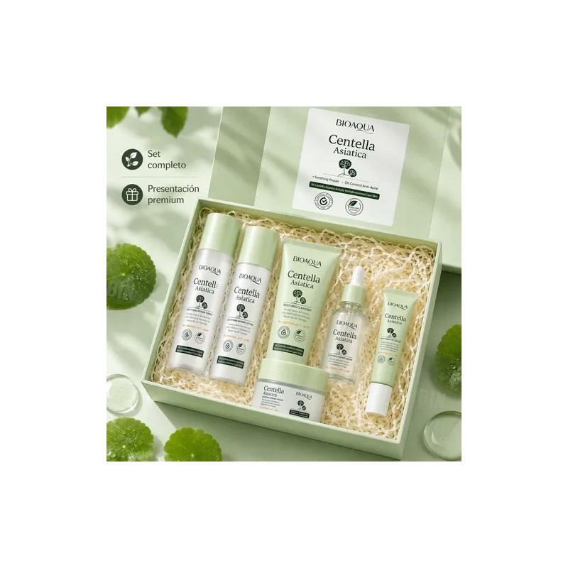 Kit Facial Centella Asiática Suaviza Regenera Hidrata 6 Pza