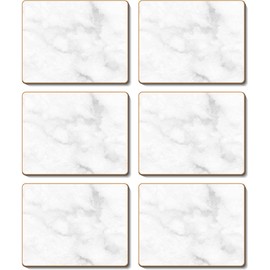 Cinnamon Grey Marble Coasters 6 Pieces Set, Multicolor