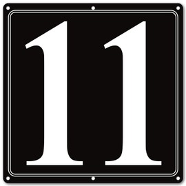 i-CowFun Premium Aluminum Number Signs 11, Metal 12" X 12" Black Numbered Signs Outdoor for Parking Lots, Floor, Dock, Court, Aisle, Field, High Visibility, No Fade, Weather-resistant