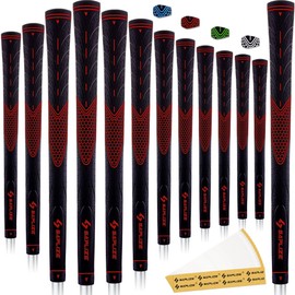 SAPLIZE Classic Rubber Golf Grips, Non-Slip– 13 Grips with 15 Tapes, Available in Mid/Standard Sizes, 4 Colors Optional, CC01 Golf Club Grips