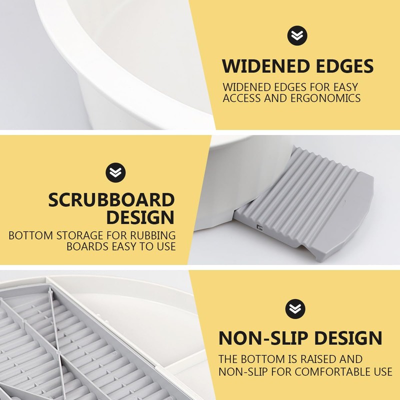 DOERDO Washboard Basin Laundry Wash Basin Hand Washboard for Laundry