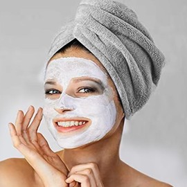 Arcjunys Microfibre Hair Towel Wrap Hair Wrap Towel Quick Dry Hair Turban Towel Hair Turbans for Wet Hair Microfibre Hair Towel Wrap Hair Towels with Button for Women Girl Wet Long Thick Hair Grey