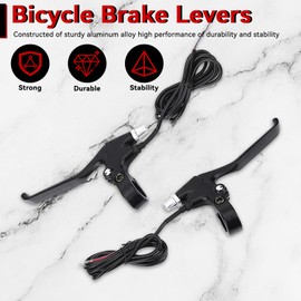 Bicycle Brakes Lever, 2 Wires Left & Right E-Bike Bicycle Electric Brake Lever Replacement Parts Waterproof Electronic Brake Lever Set 1 Pair Ebike Brakes