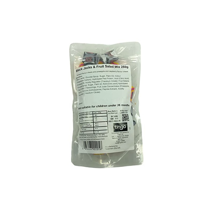 Fruit Salad and Black Jacks Chews 250 gram bag (1/4