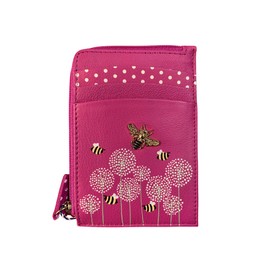 Mala Leather Coin & Card Purse Bumble bee RFID Protection - Moonflower (Pink)