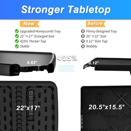 Max TV Tray Table, Allpop Adjustable Large TV Tray for Eating, Folding Dinner Laptop Table on Couch & Bed with 6 Heights & 3 Tilt Angles, Black