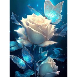 Pujeknm Malen Nach Zahlen Erwachsene Blumen-DIY Rose Handgemalt Ölgemälde Kit für Anfänger,Mit 3-Pinseln und Acrylfarbe Handgemalt Schmetterling öLgemäLde Kit Als Geschenk 30x40cm(Rahmenlos)