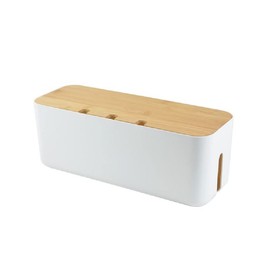 Cable Management Box| Power stripe Organizer|Cord Organizer Box| Hide and Conceal Power Strips and Electrical Cords from TVs, Computers, and Desks| Keep Pets Safe (White Large)