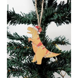 Unbranded Dinosaur Christmas Ornament Holiday Tree Decor  Santa Hat Animals Yellow Cute