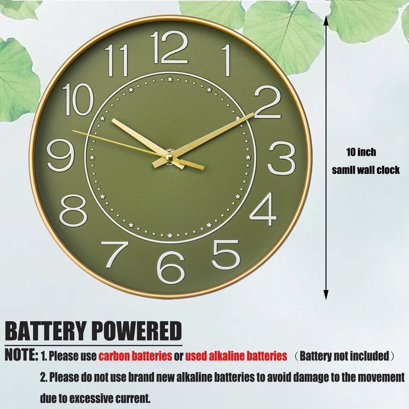 HZDHCLH 25 cm Modern Quartz Silent Wall Clock Arabic Numeral