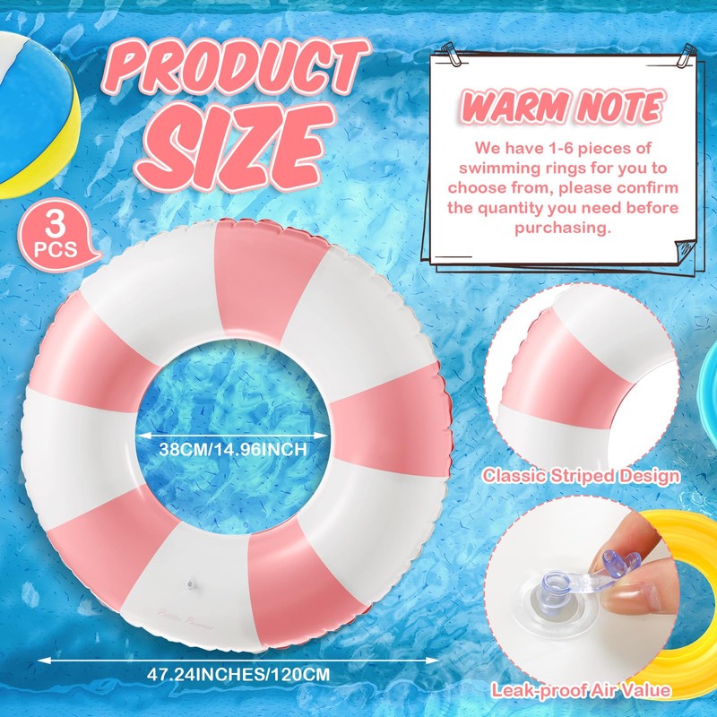 Arrowbash 3 Pcs 2 Pcs Jumbo Inflatable Pool Float 47.24