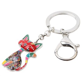 DALANE Enamel Alloy Sweet Cat Keychains Kitten Car Key Ring Pets Jewelry Gifts for Women Girls Purse Charms (Multi)