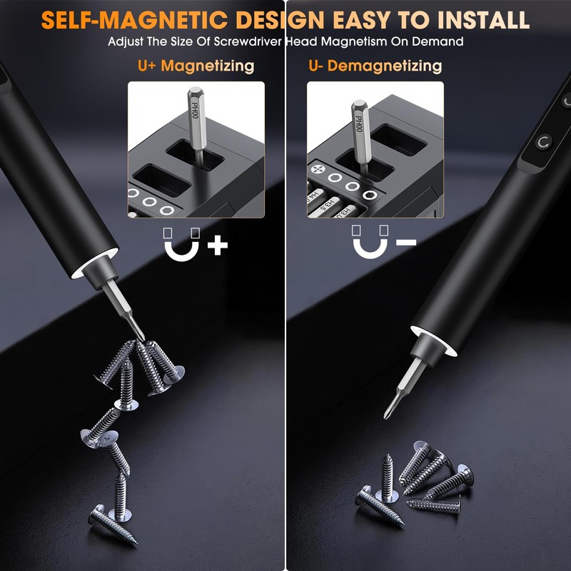 3.7V Mini Electric Screwdriver,Cordless Precision Screwdriver Set,50 in1 Magnetic Bits,Small