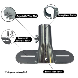 Heavy Duty Metal Broom Brush Handle Bracket with Adjustable Brace Diameter to Support Fixed Push Broom Handles (3)