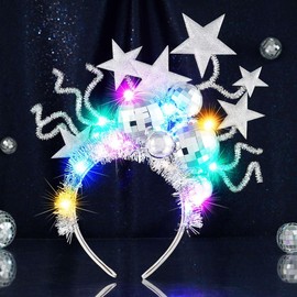 Zoestar Luminous Star Headband, LED Disco Ball Headbands, Luminous Rave Headwear, Sparkling Carnival Hair Accessories for Women