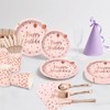 Rose Gold Birthday Plates and Napkins Set - 168PCS for