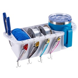 Sohinda Boat Cup Holder, Boat Caddy Organizer, Multifunctional Boat Storage Organizer for Boat, Kayak, Pontoon, Bass Boat, Jon Boat - Fishing Tool Holder, Boat Fishing Accessories(White)