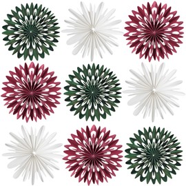 Balun Admhail 9PCS Mini Christmas Paper Fans Decorations Paper Hanging Snowflake Ornament for Christmas Tree Boho Paper Hanging Paper Decorations for Holiday Christmas Indoor Home Decor