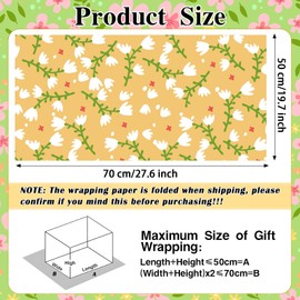 Pineraap 12 Sheets Floral Wrapping Paper Colorful Spring Flower Gift Wrap Paper Folded Flat Decorative Art Paper for Wedding Birthday Baby Shower Mother's Day Gift Packing, 19.7 x 27.6 Inch