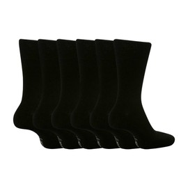 6 Pairs Mens BIGFOOT Gentle Grip Loose Top Socks Size 12-14 Uk, Plain Colours (All Black)