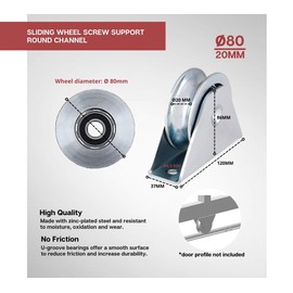 DOJA Industrial Sliding Gate Roller Size: 80 x 20 cm, 1 Piece, Sliding Door Roll Wheel, U-Shape Wheels, Gate Track Rail, Roller Rail, Garage Roller, Sliding Doors, Sliding Gates Pulley