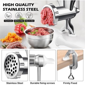 Meat Grinder Manual Mincer - Manual Meat Grinder Sausage Maker Table Mount Pork Mincer Sausage Stuffer Funnel Make Homemade Burger Patties Hand Operated Kitchen Tool-D