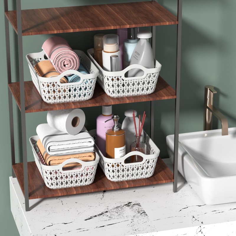 Tyminin Plastic Storage Baskets with Handles, Set of 12 Mini