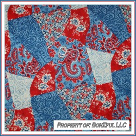 Unbranded BonEful Fabric FQ Cotton Quilt Red White Blue Rose Flower VTG Country American S