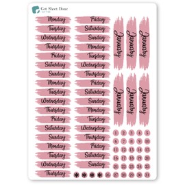 Month Planner Sticker Kit/DIY Weekly Calendar Stickers/Date Covers/Calendar Headers/Highlight Text Stickers/Essential Productivity Life Planner Stickers/Bullet Bujo Journal (January)