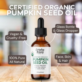 Organic Pumpkin Seed Oil | 100% Pure, Cold-Pressed, Unrefined | USDA Certified Organic | Amber Glass Bottle with Glass Dropper | For Face, Skin & Hair - 1 Fl Oz