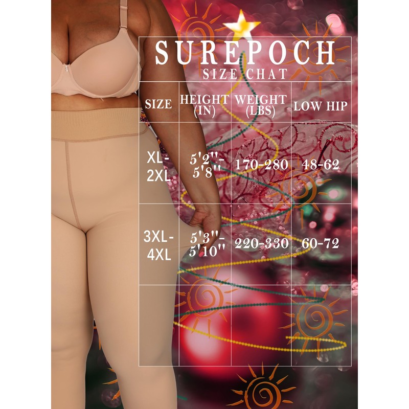 SUREPOCH Plus Size Fleece Lined Tights for Women, Winter Fake
