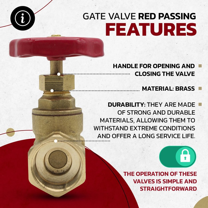 DOJA Barcelona Gate Valve, Safety Stopcock, Red Handle, Brass, Pack