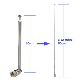 Bingfu FM Antenna 50cm 6 Sections Telescopic FM Radio Antenna Replacement Compatible with FM Home Stereo Receiver Bose Wave Music System Indoor Radio Audio Vedio AV Receiver