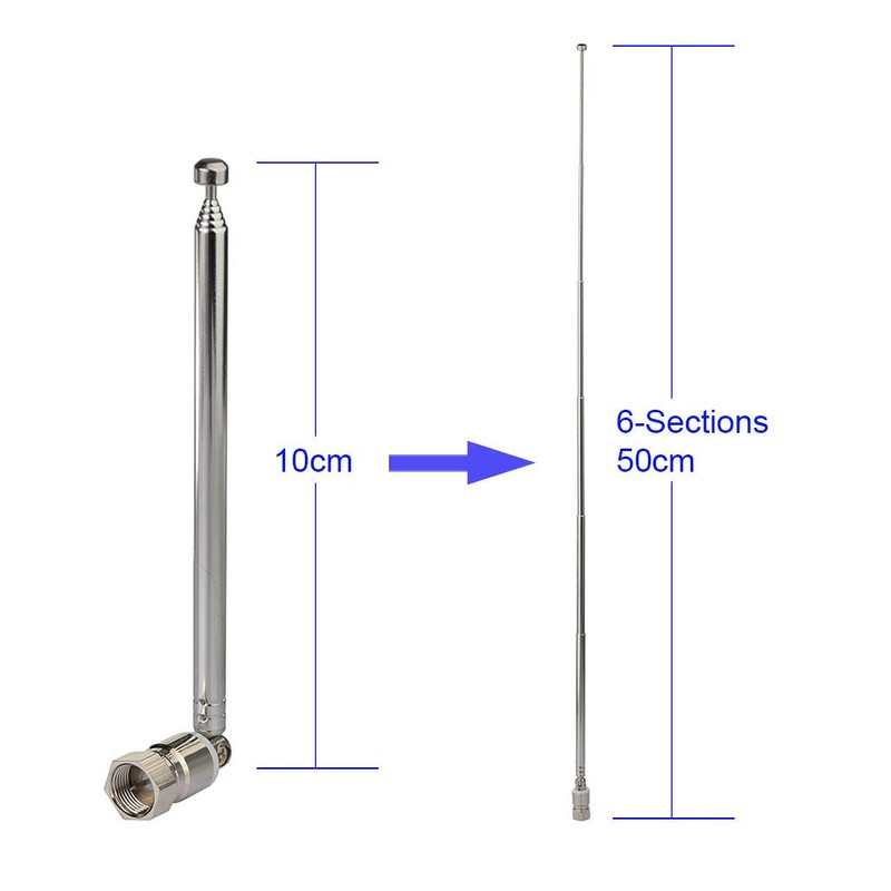 Bingfu FM Antenna 50cm 6 Sections Telescopic FM Radio Antenna