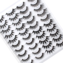 Oreola Faux Mink Eyelashes, Fluffy Artificial Eyelashes, Anime Lashes, Cat Eye Lashes, Natural Crossed Fake Lashes Set, 3D False Eyelashes, Dramatic, 3D Eyelashes, Long and Reusable