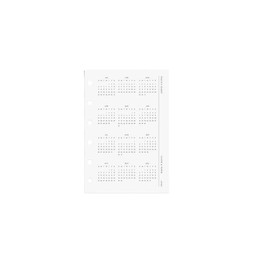Cloth & Paper 2026 Year At A Glance Planner Dashboard | Pocket Size 6 Ring Punch, 3.2 x 4.7 Inches | Transparent Vellum, Pre-Punched, Elegant Yearly Calendar Insert for Compact Planners