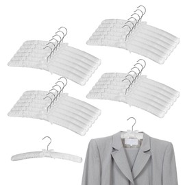 KEJJNYER 24Pack Non Slip Padded Hangers for Clothing, Satin Hanger Padded, SOFE Foam Padded Hangers for Women Sweaters Coat Blouses Dresses, No Shoulder Bump, White