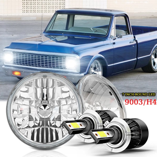 CHUSYYRAY pair 7"inch Round LED Headlights High&Low Beam For Chevy