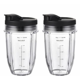 2X 18oz Cup with Spout Lid for Nutri Ninja Blender Auto iQ 900w 1000w G_APOK